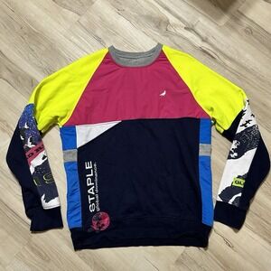 Staple Pigeon Color Block Embroidered Crewneck Sweatshirt Medium Fast Shipping